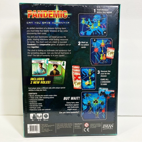 Z-Man Games Pandemic Board Game Out Of Stock In Stores NEW - Picture 11 of 12